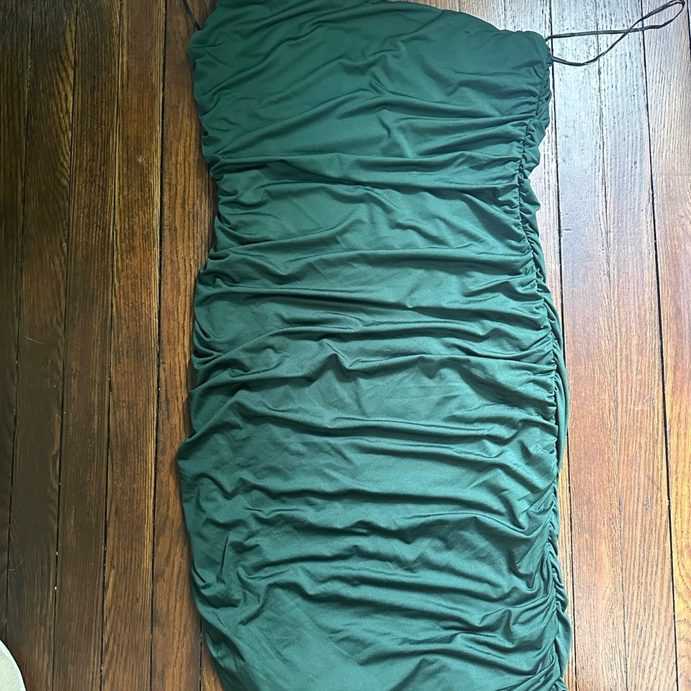 Beginning Boutique Elegant Green Ruched Dress
